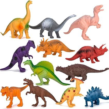 Kids Dinosaur Figures Toys, 7 Inch Jumbo Plastic Dinosaur Playset, STEM Educational Realistic Din... | Amazon (US)