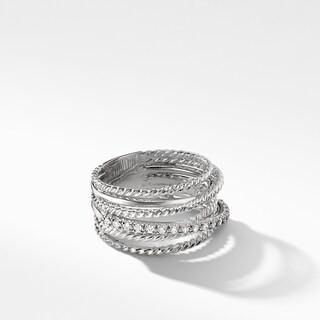The Crossover Collection® Wide Ring with Diamonds | David Yurman
