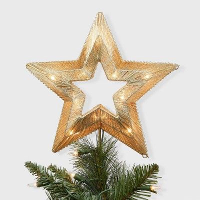Lit Coil Wrapped Star Christmas Tree Topper Gold - Wondershop™ | Target