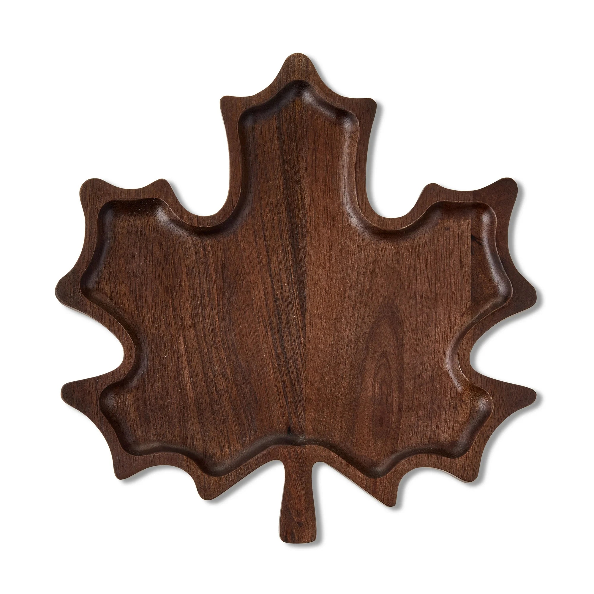 Mango Wood Leaf Decorative Tray, Brown, 10" x 9.6", Fall by Way To Celebrate | Walmart (US)