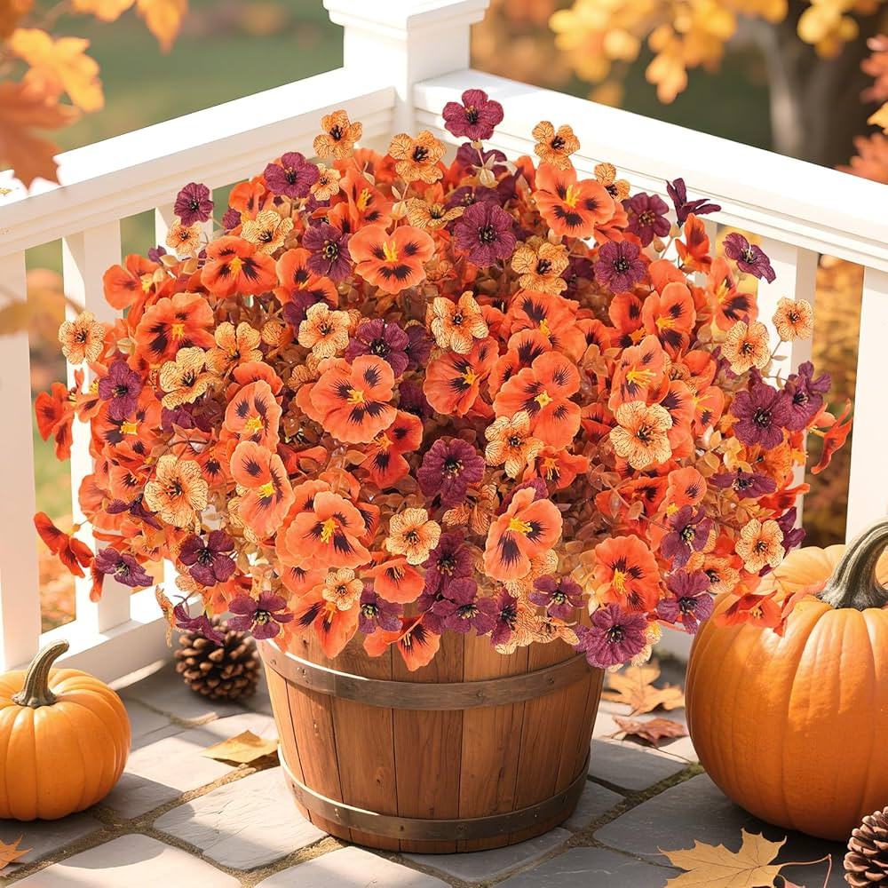 Uieke 16PCS Fall Flowers Artificial for Decoration, 14.9&quot; Fall Faux Stems with Artificial Mums fo... | Amazon (US)
