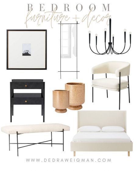 Bedroom decor and furniture finds! Loving these black accents for a bedroom especially the accent chair! 

#bedroomdecor #bedroom #homedecor 

#LTKhome #LTKstyletip #LTKFind
