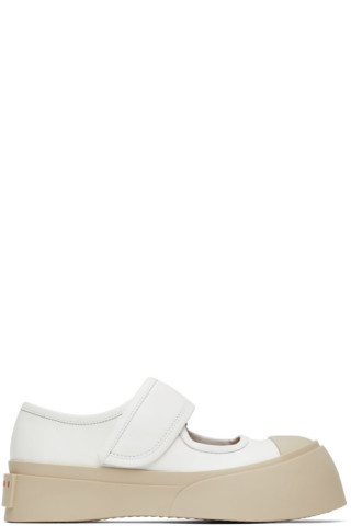 Marni - White & Beige Mary Jane Sneakers | SSENSE