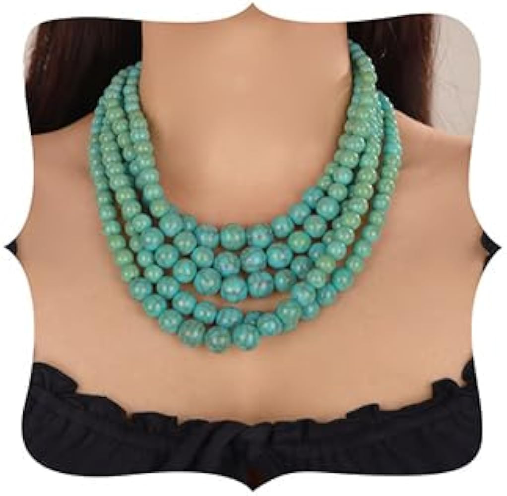 Octwine Bohemian Statement 5 Layer Green Pearl Necklace 1920s Pearl Earrings Vintage Pearl Neckla... | Amazon (US)