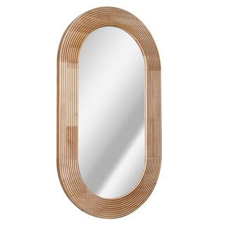 Deco Mirror Pill Capsule Oval Shaped Carved Wood Farmhouse Wall Decorative Mirror 24 in. x 42 in.... | The Home Depot