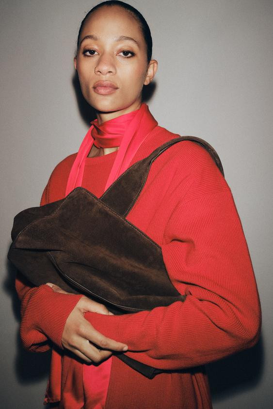 SPLIT SUEDE LEATHER CITY BAG | Zara UK