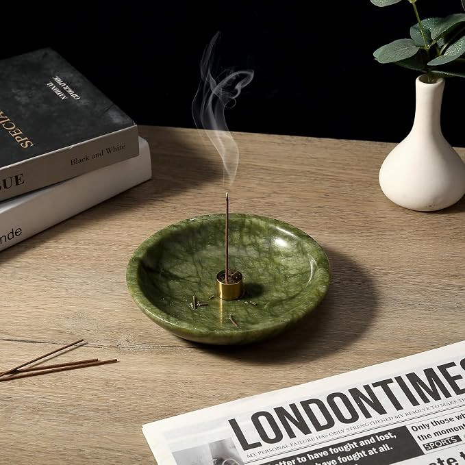 Koville Natural Marble Incense Holder, Incense Holder for Sticks with 9 Holes, Handmade Incense B... | Amazon (US)