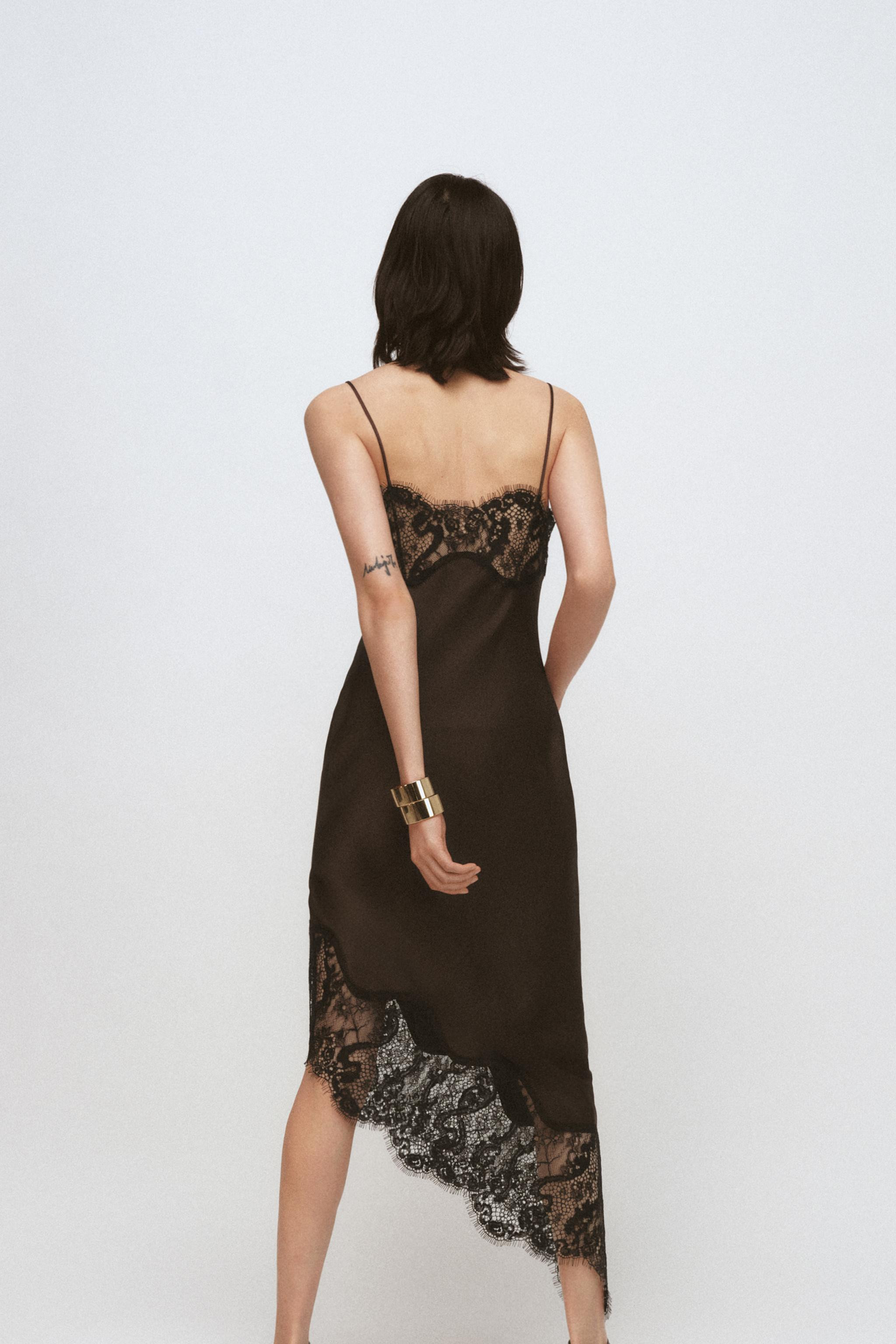 ASYMMETRIC SATIN LACE DRESS ZW COLLECTION | Zara US