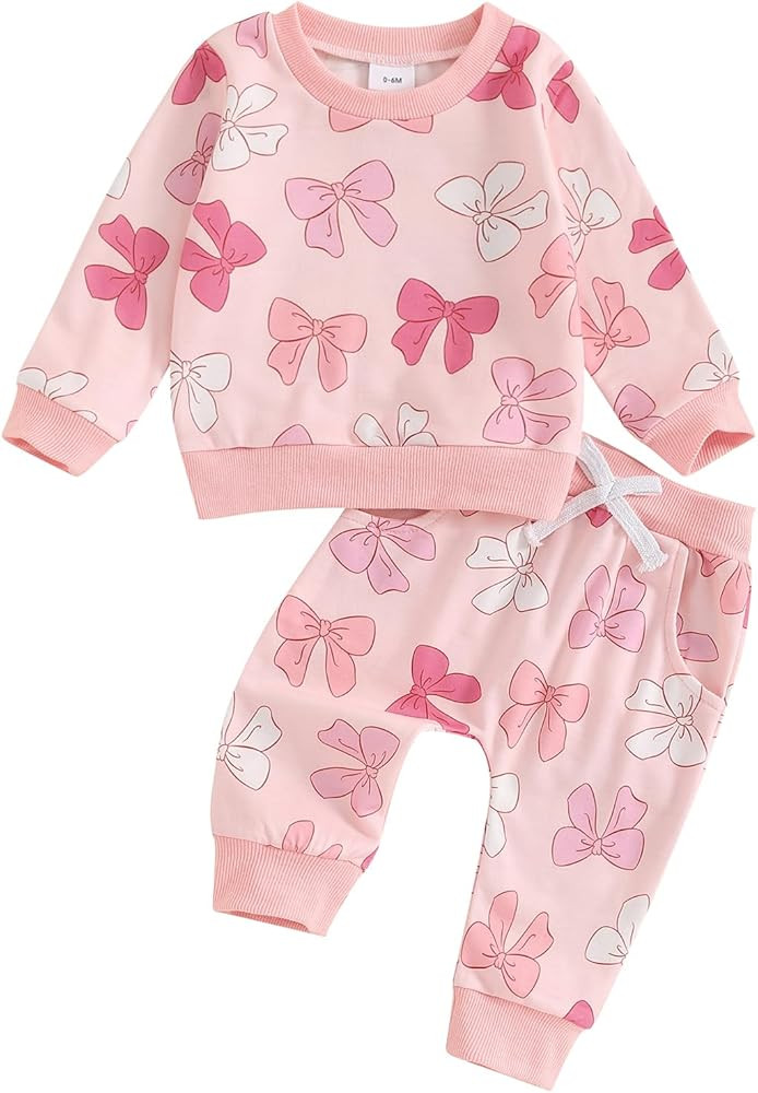 Cute Baby Girl Clothes Long Sleeve Print Sweatshirt Top and Pants Set Toddler Girl Fall Outfits | Amazon (US)
