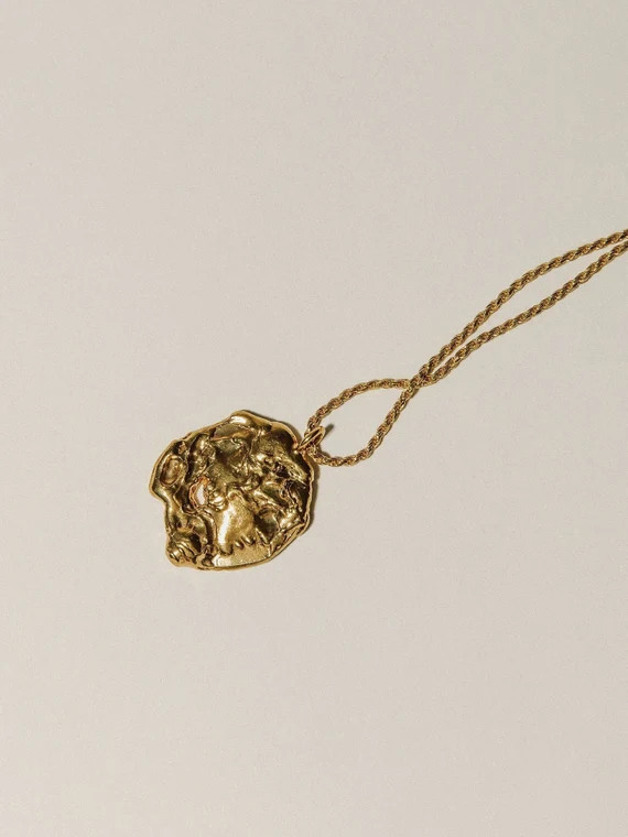 Creation of Adam Necklace, 24K Gold Plated Necklace, Gold Coin Necklace, Roman Coin Necklace, Pam... | Etsy (US)