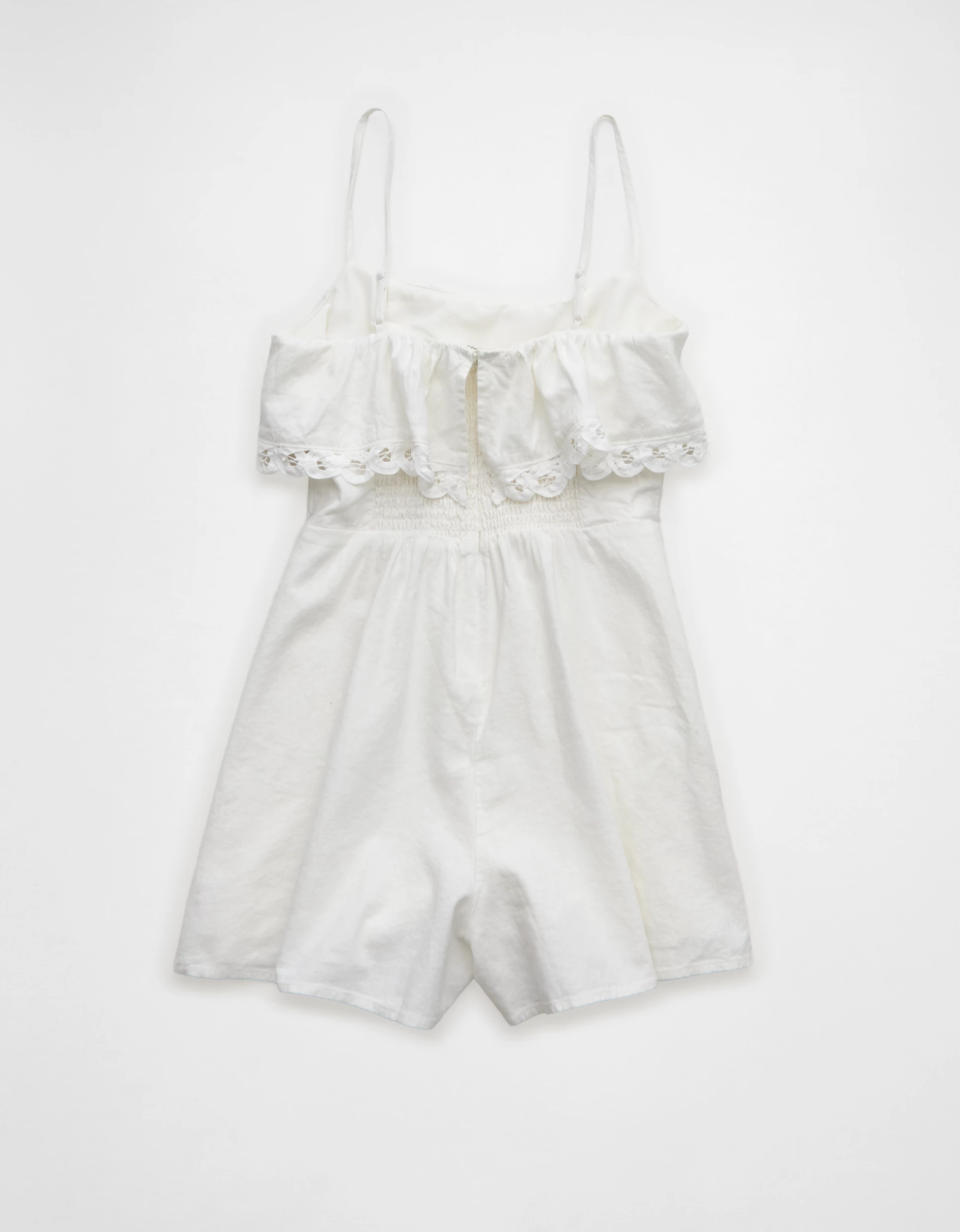 AE Ruffle Lace Trim Romper | American Eagle Outfitters (US & CA)