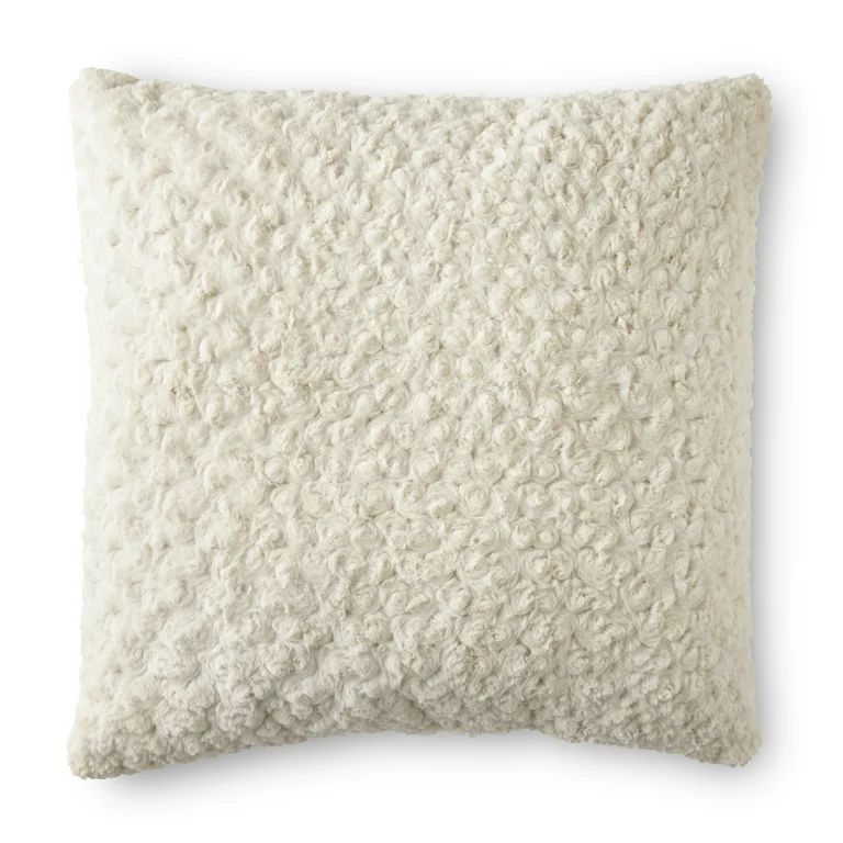 Better Homes & Gardens Rosette Plush Decorative Square Throw Pillow, 22", Ivory, Single Pillow | Walmart (US)