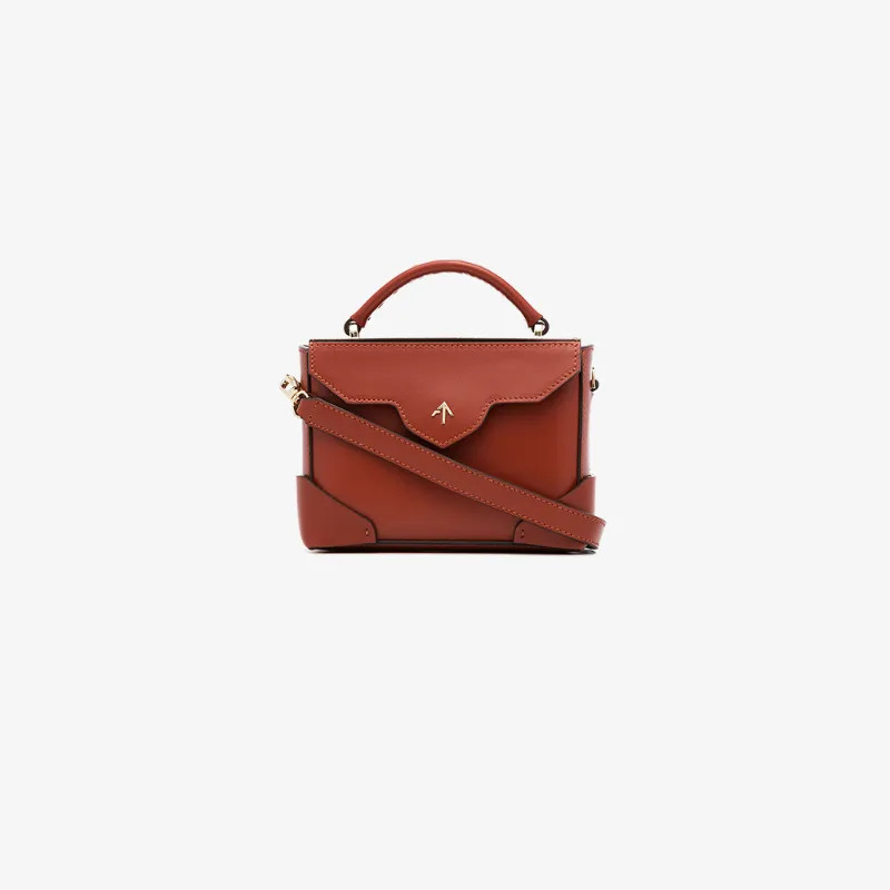 Manu Atelier red micro bold leather crossbody bag | Browns Fashion