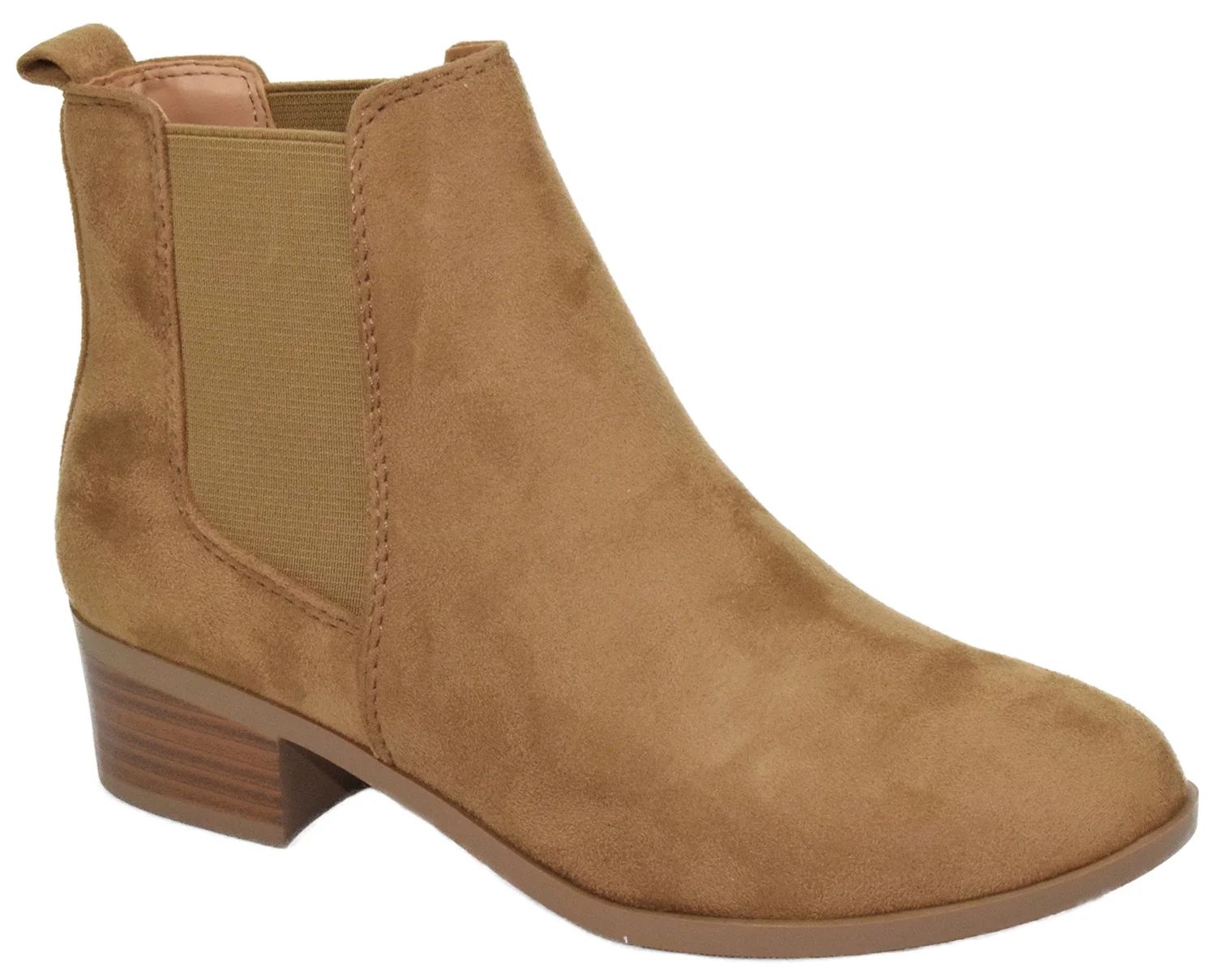 Soda Women Ankle Boots Elastic Sides Slip On Booties Block Heel Suede TEAPOT-S Tan Brown 6.5 | Walmart (US)