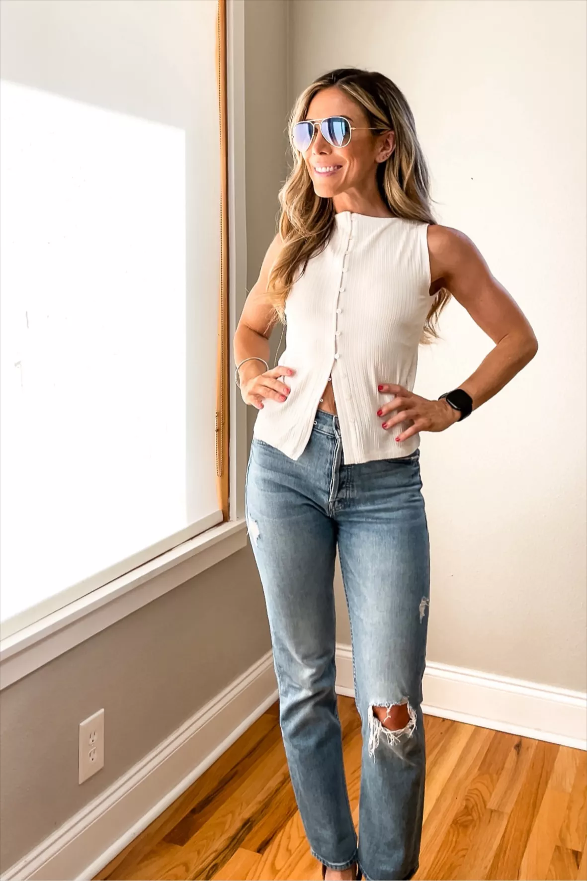 Button Through Top | White Button Through Top | White