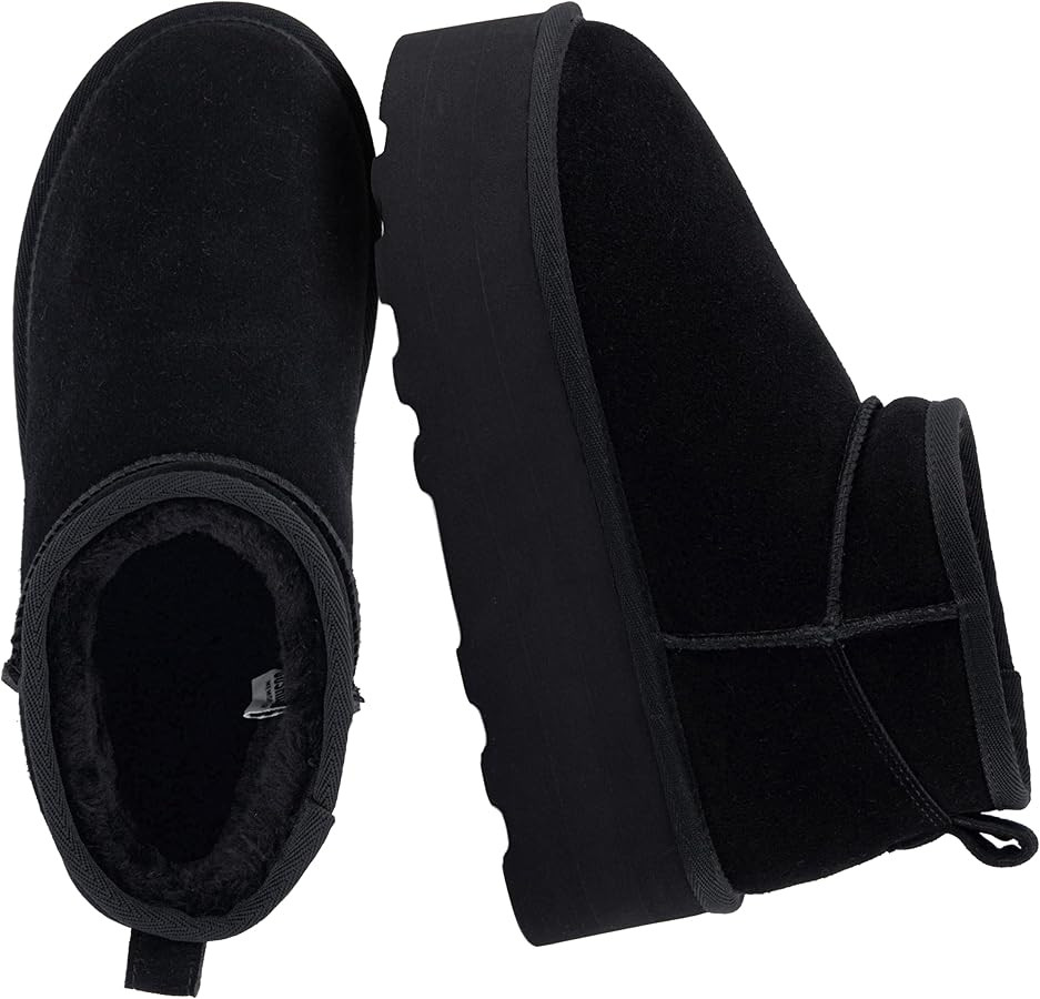 CUSHIONAIRE Hippy Women’s Platform Ankle Boots – Genuine Suede, Faux Fur Lining, Cozy Winter ... | Amazon (US)
