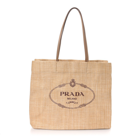 Raffia Logo Tote Naturale | FASHIONPHILE (US)