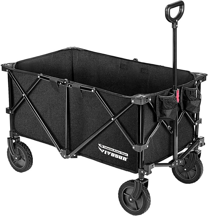 VIVOSUN Heavy Duty Folding Collapsible Wagon Utility Outdoor Camping Cart with Universal Wheels &... | Amazon (US)