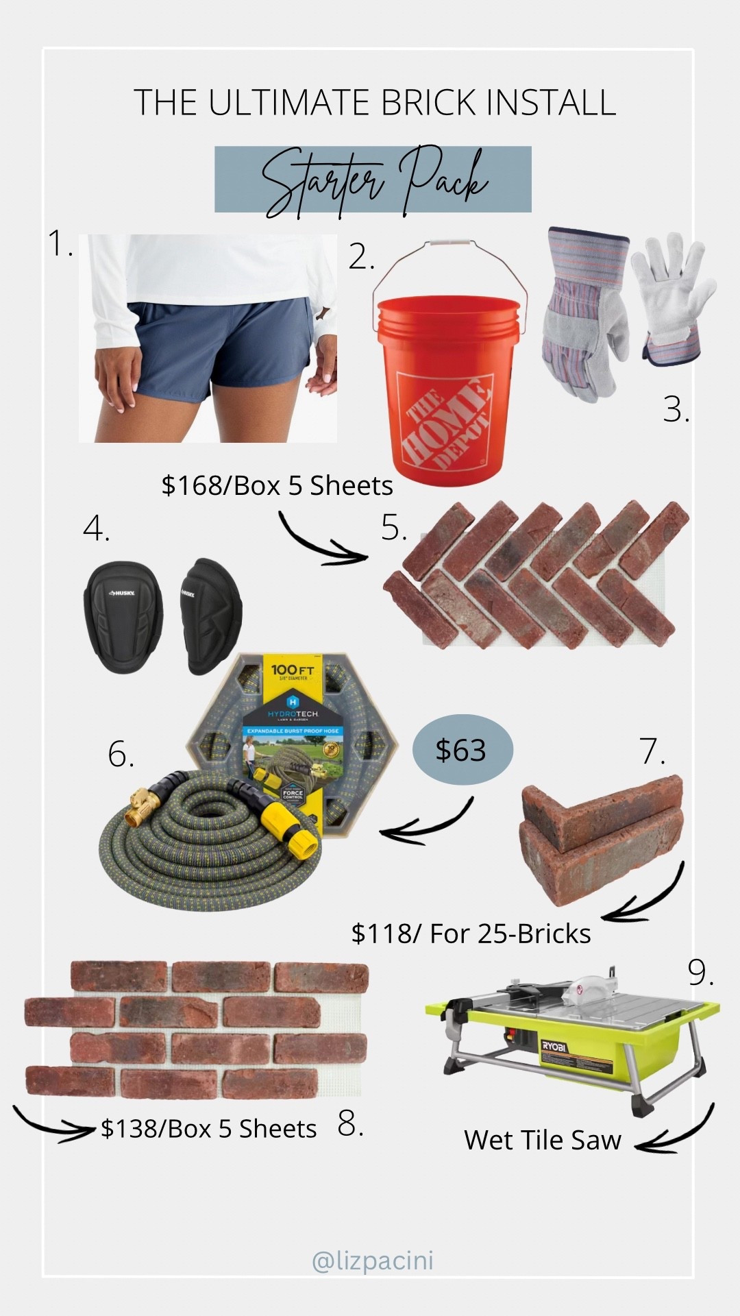 The Ultimate Brick Install Starter Pack! 🧱💪🏼

Herringbone brick, garden hose, knee pads, overalls, work gloves, wet tile saw, bucket 

#LTKFindsUnder100 #LTKHome #LTKWorkwear
