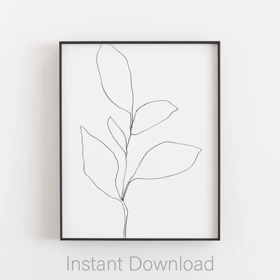 Black & White Botanical Printable Art, Plant Illustration, Minimalist Line Art, Modern Farmhouse ... | Etsy (US)