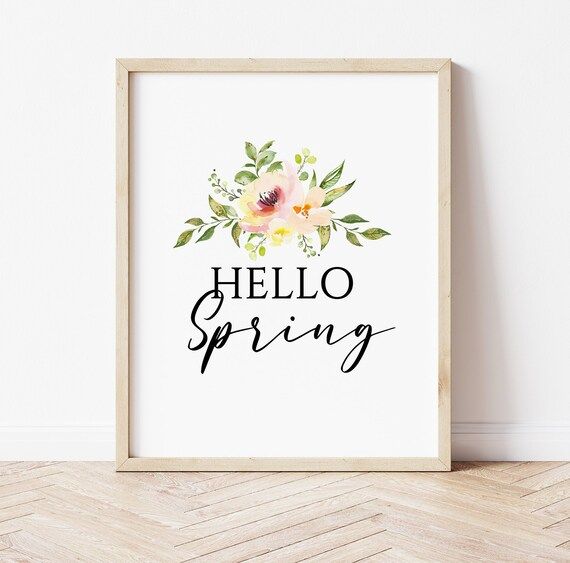 Hello Spring Printable Wall Art Spring Wall Decor Watercolor | Etsy Canada | Etsy (CAD)