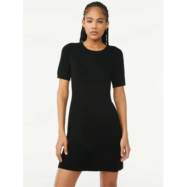 Free Assembly Women's Sweater Mini Dress with Short Sleeves | Walmart (US)