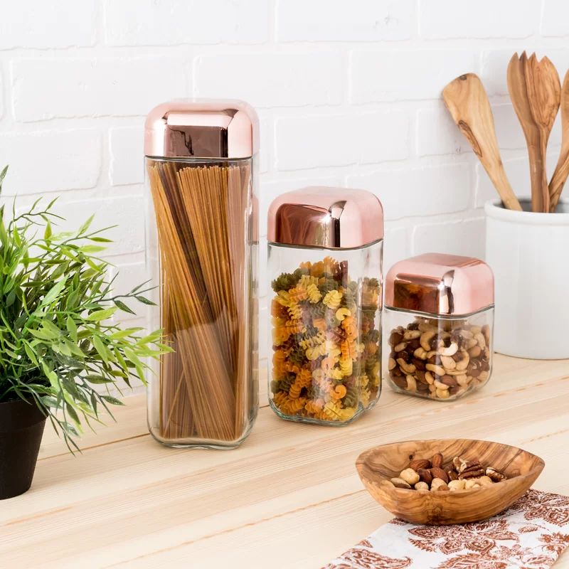Square 3 Piece Kitchen Canister Set | Wayfair North America