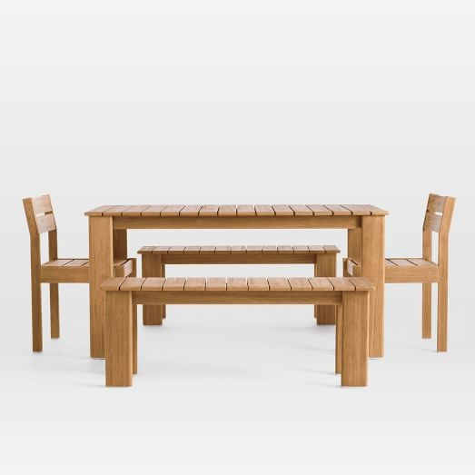 Playa Outdoor 60" Dining Table, Benches & Chairs Set (In-Stock & Ready to Ship) | West Elm (US)