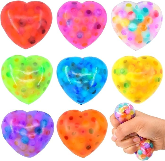 8 Pack Valentines Day Stress Balls, Heart Squeeze Balls Squishies Fidget Toys for Valentines Part... | Amazon (US)