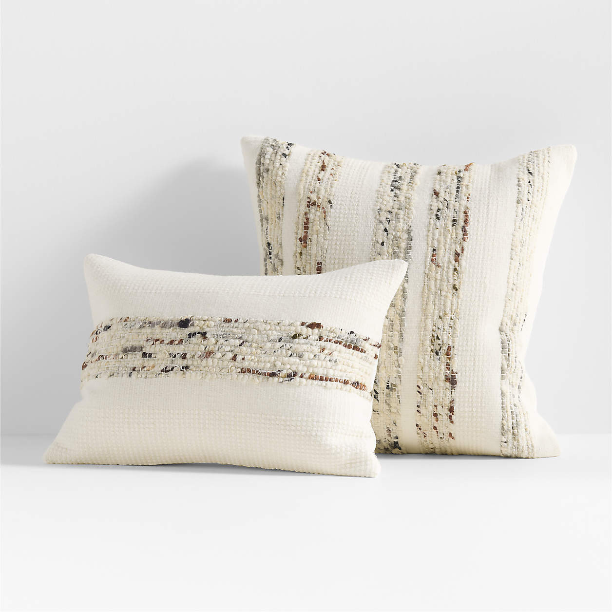 Bozeman Wool Blend 22"x15" Arctic Ivory Throw Pillow with Down-Alternative Insert + Reviews | Cra... | Crate & Barrel