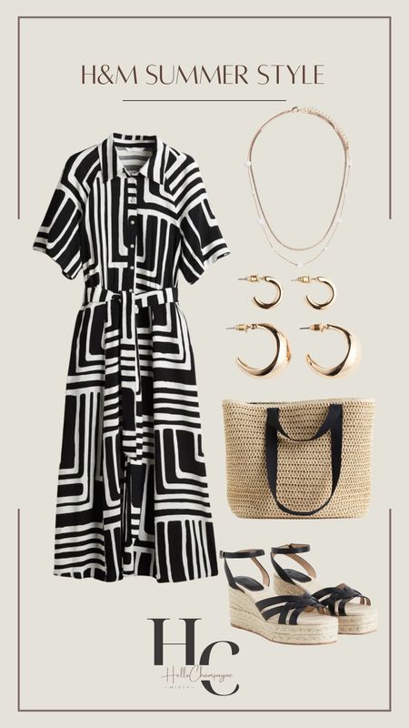 ☀️ H&M Summer Style ☀️ 

Tie belt shirt dress // gold hoops and necklace // straw shopper bag // wedge-heel espadrilles 

#LTKitbag #LTKshoecrush #LTKstyletip