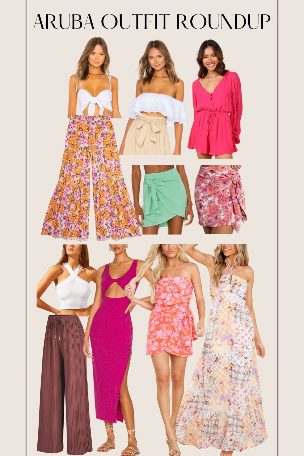 Aruba outfit post! Floral pants, white cropped tanks, skirts, vacation outfits 

#LTKstyletip #LTKunder50 #LTKunder100