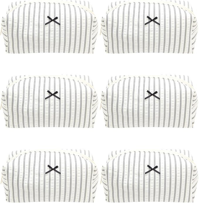 PAZIMIIK 6PCS Cozy Makeup Bag Small Aesthetic Travel Zipper Cosmetic Pouch for Women Make Up Beau... | Amazon (US)