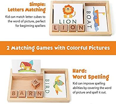 Coogam Spelling Games, Wooden Matching Letters Toy with Flash Cards Words, Montessori ABC Alphabe... | Amazon (US)