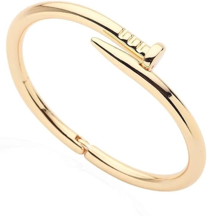Gold Color Handcuff Bracelet, bangle, Jewelry,Cuff 18k Gold Plated Stainless Steel Bracelet For W... | Amazon (US)
