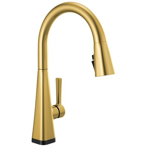 Delta Lenta Touchless Kitchen Faucet with Touch Technology, Brushed Gold Kitchen Sink Faucet with Pull Down Sprayer, Brushed Gold 19802TLZ-GB-DST | Amazon (US)