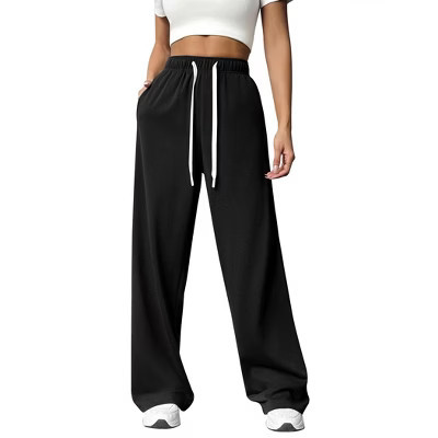 Clearlove Wide Leg Sweat Pants for Womens High Waisted Baggy Sweatpants Casual Drawstring Workout Pants with Pockets,Black,1XL | Target