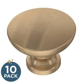 10-Pack Flat Round 1-3/16 in. (30 mm) Modern Champagne Bronze Cabinet Knobs | The Home Depot