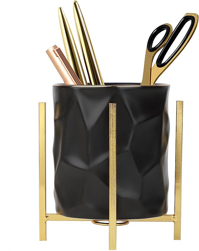 Matte Pen Holder Stand for Desk Black Rectangle With Phnom Penh Pencil Cup for Man Durable Cerami... | Amazon (US)