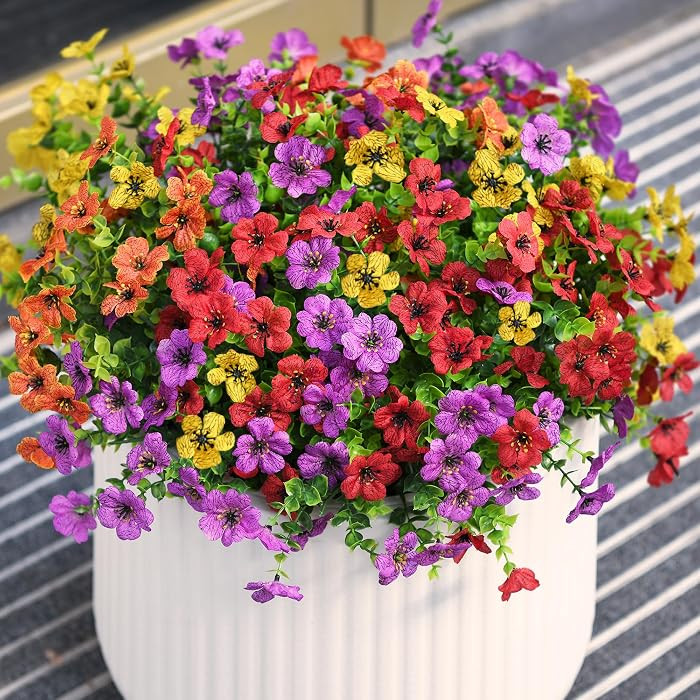 INQCMY Artificial Flowers for Outdoors Faux Plants Outdoor Fake Flowers Spring Decoration,12 Bund... | Amazon (US)