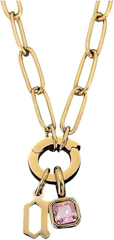 Fashion Clasp Letter Initial Necklace For Women Capital A-Z Alphabet Necklaces Choker Hip-Hop Jew... | Amazon (US)
