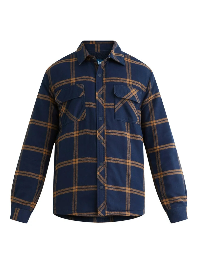George Men's Shirt Jacket with Long Sleeves, High Pile Fleece Lining, Sizes S-3XL - Walmart.com | Walmart (US)