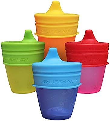 Sippy Cup Lids by MrLifeHack - (4 Pack) - Makes Any Cup Or Bottle Spill Proof - 100% BPA Free Lea... | Amazon (US)