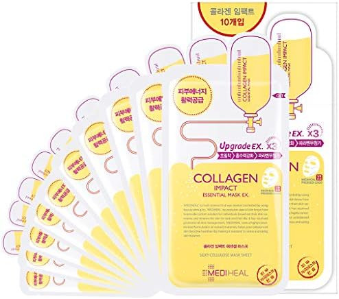 MEDIHEAL Collagen Impact Essential Mask EX. 10 Masks, Sheet Face Mask with Hydrolyzed Collagen, P... | Amazon (US)