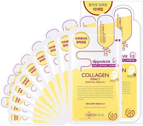MEDIHEAL Collagen Impact Essential Mask EX. 10 Masks, Sheet Face Mask with Hydrolyzed Collagen, P... | Amazon (US)