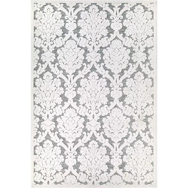 My Texas House Charlotte, Transitional, Damask, Woven Indoor/ Outdoor Area Rug, Natural Gray, 5'3... | Walmart (US)