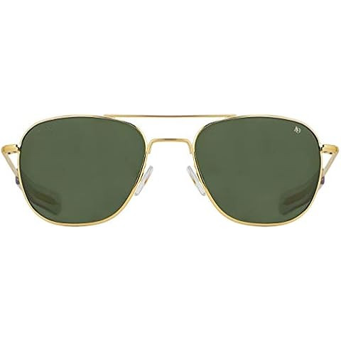 AO Original Pilot Sunglasses - Gold - Calobar Green AOLite Nylon Lenses - Bayonet Temple - 52-20-... | Amazon (US)