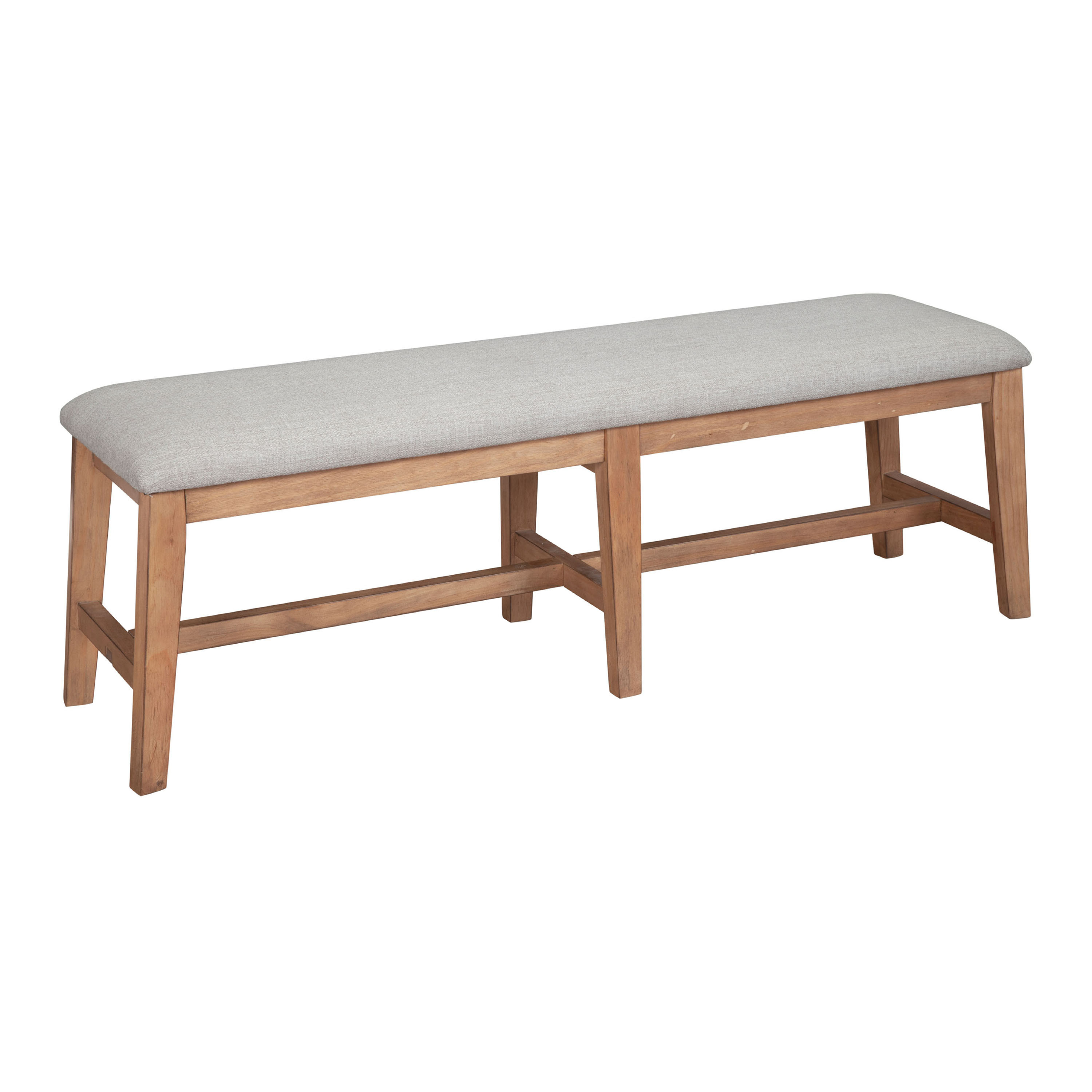 Brenden Natural Pine Upholstered Dining Bench | World Market