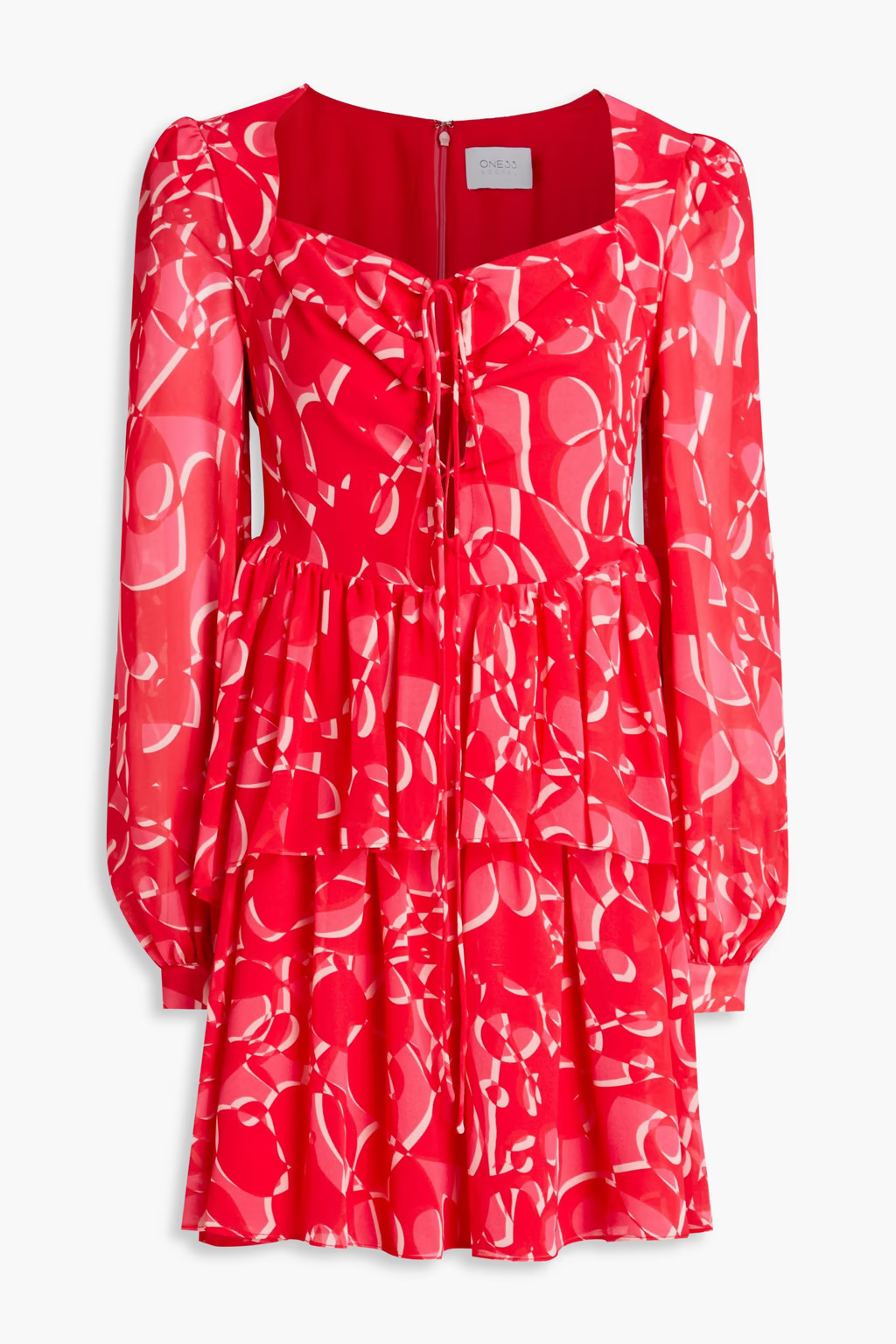 Gathered printed georgette mini dress | The Outnet (US and CA)