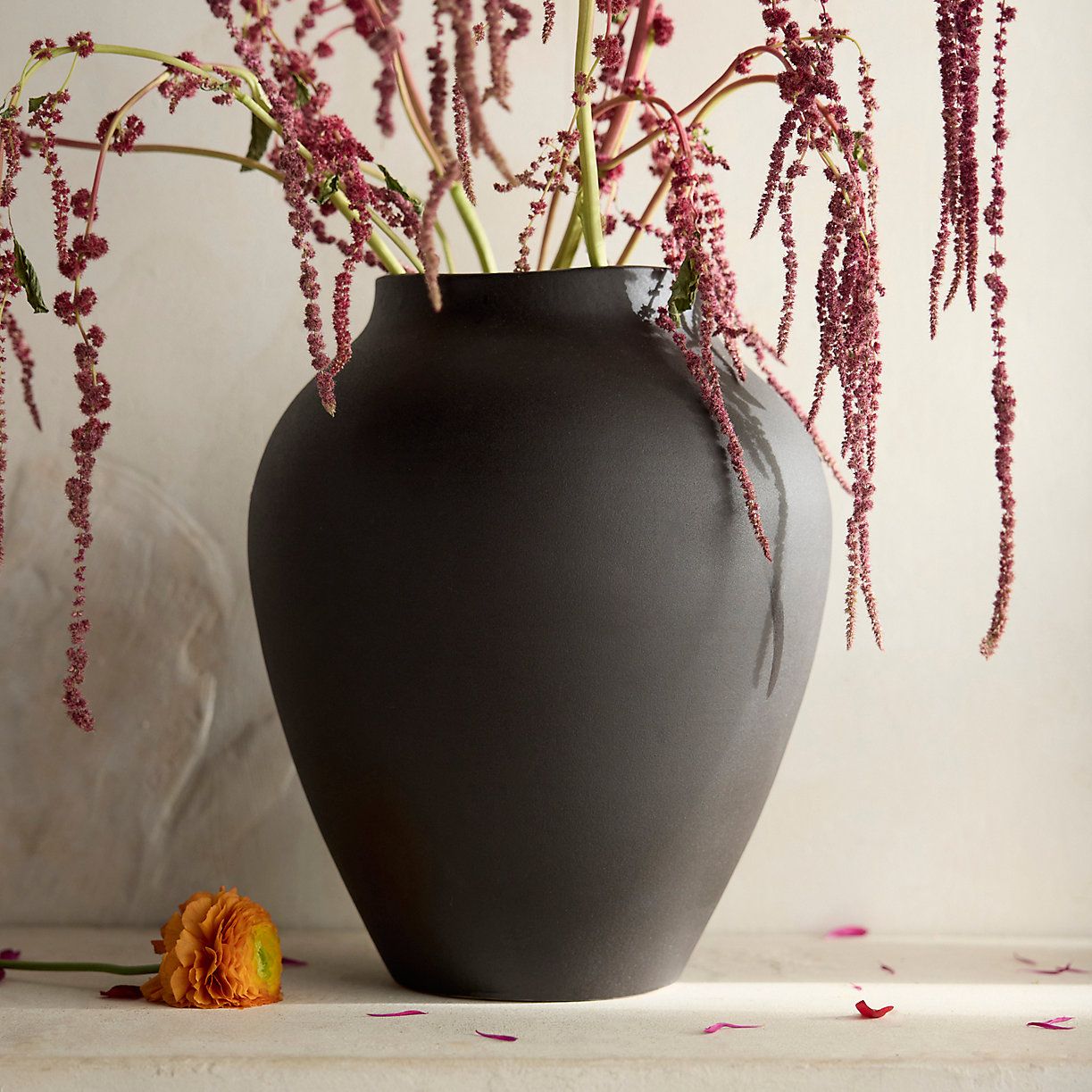 Organic Ceramic Vase, Tall Charcoal | Terrain